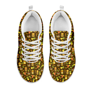 Tiki Luau Pattern Print White Running Shoes