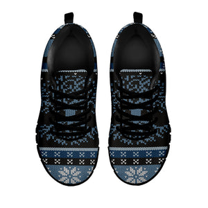Tree Of Life And Howling Wolves Print Black Running Shoes