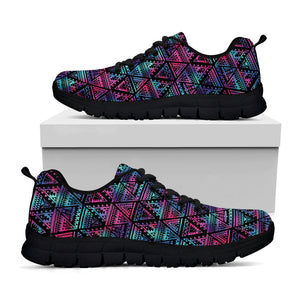 Triangle Ethnic Navajo Pattern Print Black Running Shoes