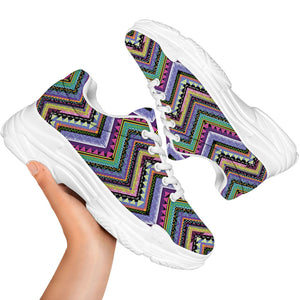 Tribal Aztec Hippie Pattern Print White Chunky Shoes