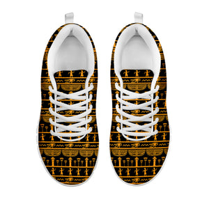 Tribal Egypt Pattern Print White Running Shoes