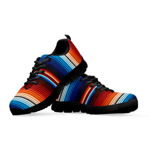 Tribal Mexican Blanket Pattern Print Black Running Shoes