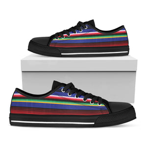 Tribal Mexican Serape Pattern Print Black Low Top Sneakers