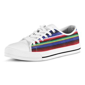 Tribal Mexican Serape Pattern Print White Low Top Sneakers
