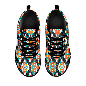 Tribal Native American Pattern Print Black Running Shoes
