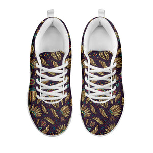 Tribal Native Indian Pattern Print White Running Shoes