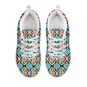 Tribal Navajo Pattern Print White Running Shoes