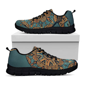 Tribal Sea Turtle Print Black Running Shoes