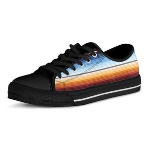 Tribal Serape Blanket Pattern Print Black Low Top Sneakers