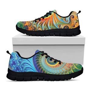 Trippy Fractal Print Black Running Shoes