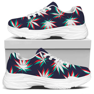 Trippy Hemp Leaves Reggae Pattern Print White Chunky Shoes