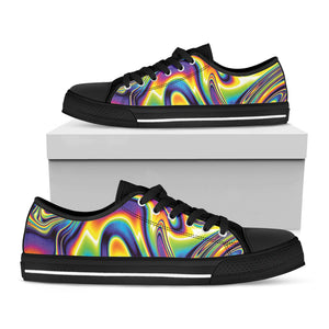 Trippy Rave Print Black Low Top Sneakers