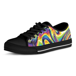 Trippy Rave Print Black Low Top Sneakers