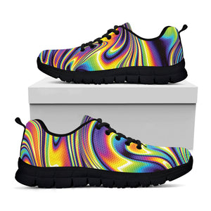 Trippy Rave Print Black Running Shoes