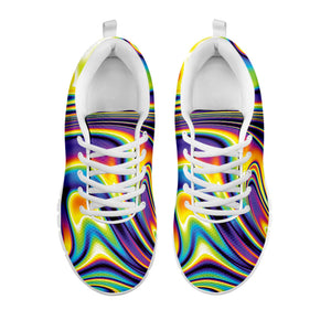 Trippy Rave Print White Running Shoes