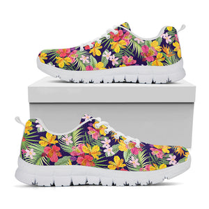 Tropical Alstroemeria Pattern Print White Running Shoes