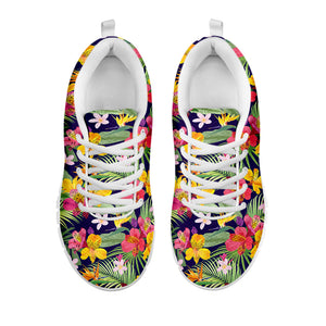 Tropical Alstroemeria Pattern Print White Running Shoes