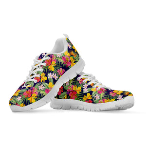 Tropical Alstroemeria Pattern Print White Running Shoes