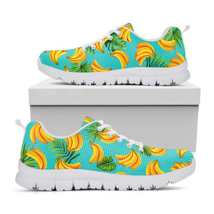 Tropical Banana Leaf Pattern Print White Running Shoes