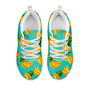 Tropical Banana Leaf Pattern Print White Running Shoes
