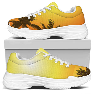 Tropical Beach Sunset Print White Chunky Shoes