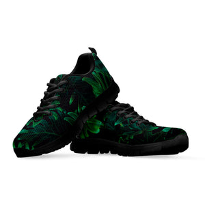 Tropical Fern Leaf Print Black Running Shoes