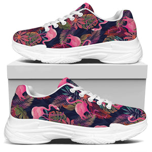 Tropical Flamingo Aloha Pattern Print White Chunky Shoes