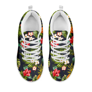 Tropical Hawaii Pineapple Pattern Print White Running Shoes