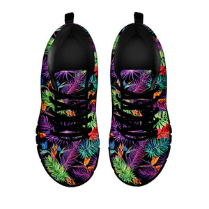 Tropical Hawaiian Jungle Print Black Running Shoes
