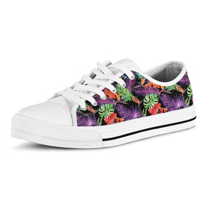 Tropical Hawaiian Jungle Print White Low Top Sneakers