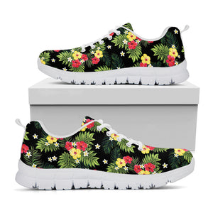 Tropical Hibiscus Aloha Pattern Print White Running Shoes