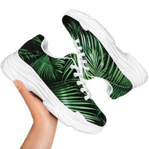 Tropical Palm Leaf Print White Chunky Shoes