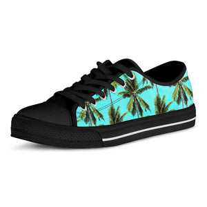 Tropical Palm Tree Pattern Print Black Low Top Sneakers