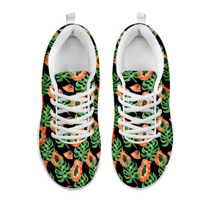 Tropical Papaya Pattern Print White Running Shoes