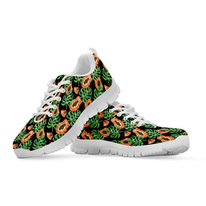 Tropical Papaya Pattern Print White Running Shoes