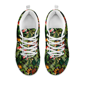 Tropical Patchwork Pattern Print White Running Shoes