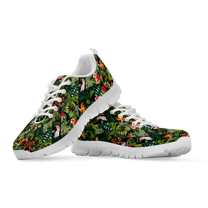 Tropical Patchwork Pattern Print White Running Shoes