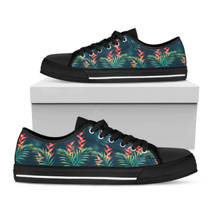 Tropical Plants Hawaii Pattern Print Black Low Top Sneakers