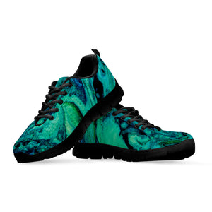 Turquoise Acid Melt Print Black Running Shoes
