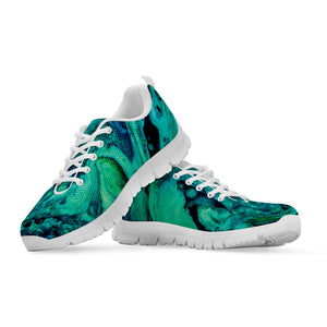Turquoise Acid Melt Print White Running Shoes