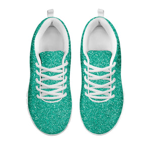 Turquoise (NOT Real) Glitter Print White Running Shoes