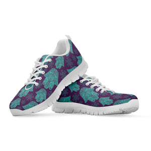 Turquoise Hamsa Pattern Print White Running Shoes