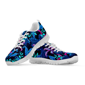 Turquoise Hawaii Tropical Pattern Print White Running Shoes