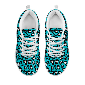 Turquoise Leopard Print White Running Shoes