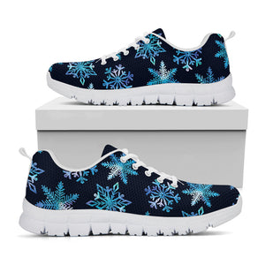 Turquoise Snowflake Pattern Print White Running Shoes