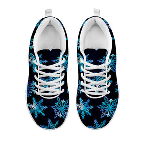 Turquoise Snowflake Pattern Print White Running Shoes