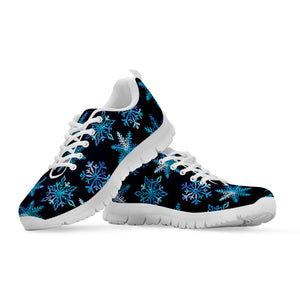 Turquoise Snowflake Pattern Print White Running Shoes