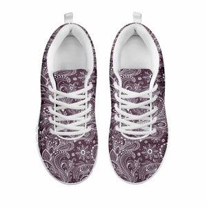 Umber Floral Bohemian Pattern Print White Running Shoes
