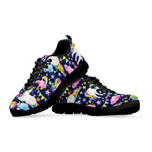 Unicorn Night Festival Pattern Print Black Running Shoes