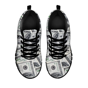 US Dollar Pattern Print Black Running Shoes